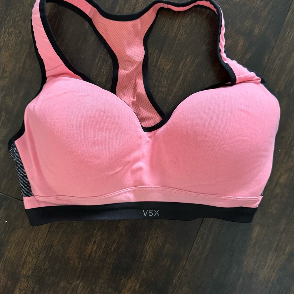 Victoria's Secret Pink and Black Sports Bra with Adjustable Straps